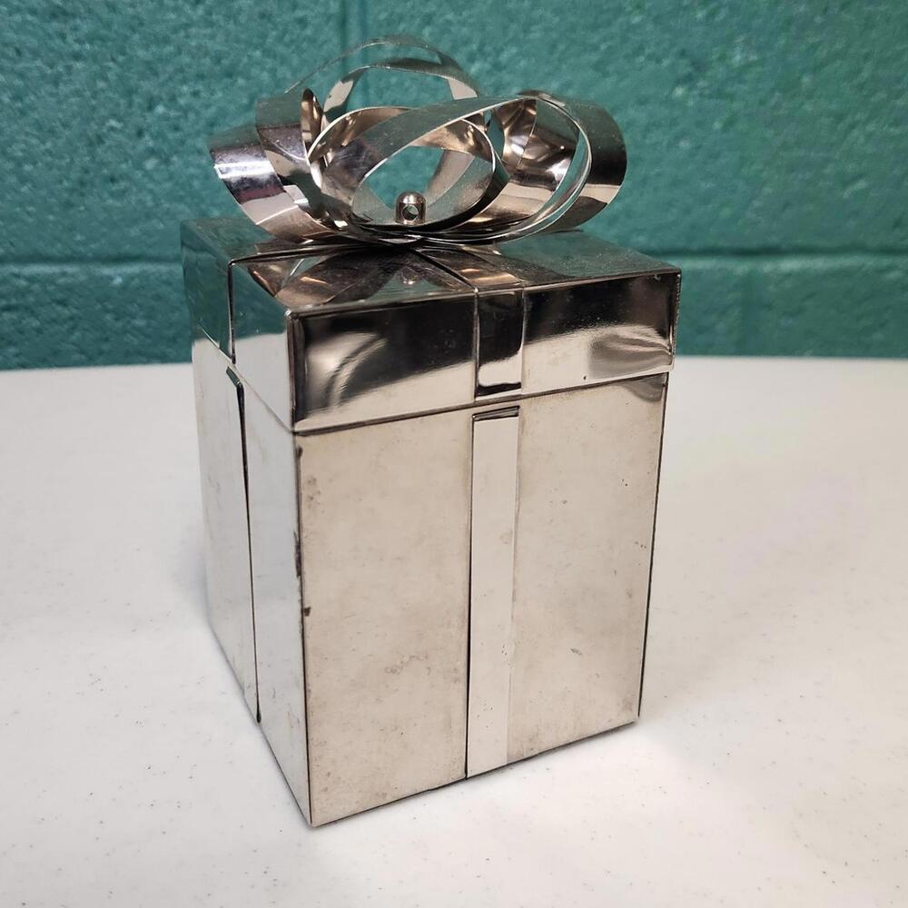 Silver Plated Christmas Present Candle Holder